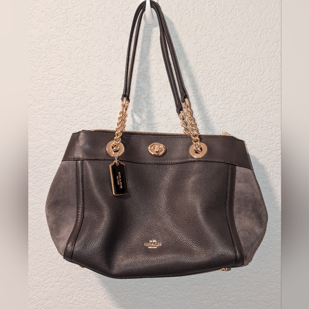 🆓ITEM! Coach Brown Shoulder Bag/Purse+FREE NWT travel size Billie Eilish scent!